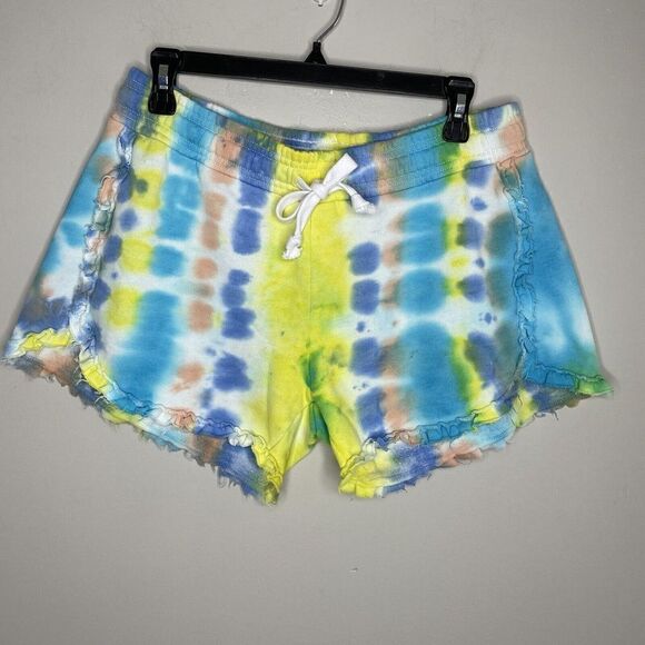 Generation Love Jay Ruffle Sweat Shorts NEW Blue Multi Tie-Dye Womens Medium M - Picture 4 of 12